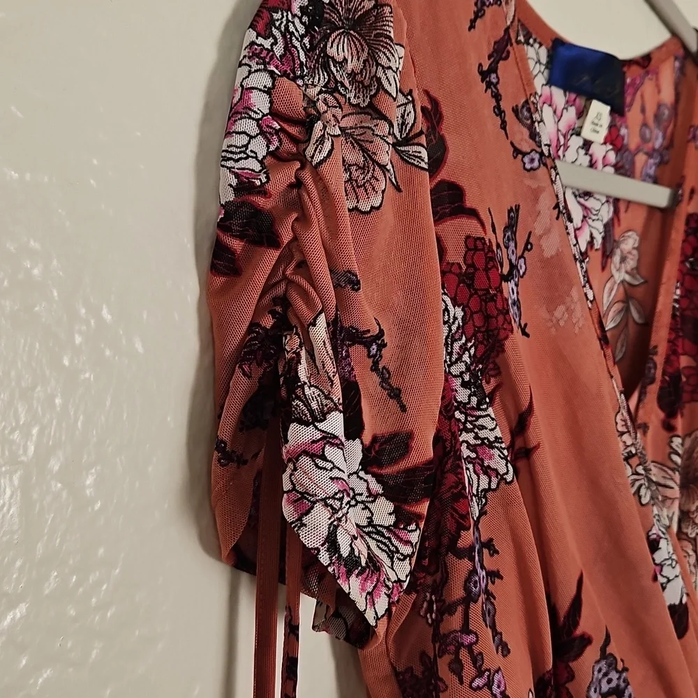 Blue Rain Floral Mini Dress in Coral and Purple